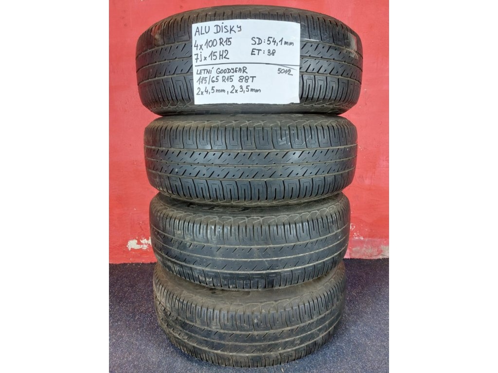 ALU disky 4x100 R15 7Jx15H2 ET 38 s letními pneu 185/65 R15 - 7