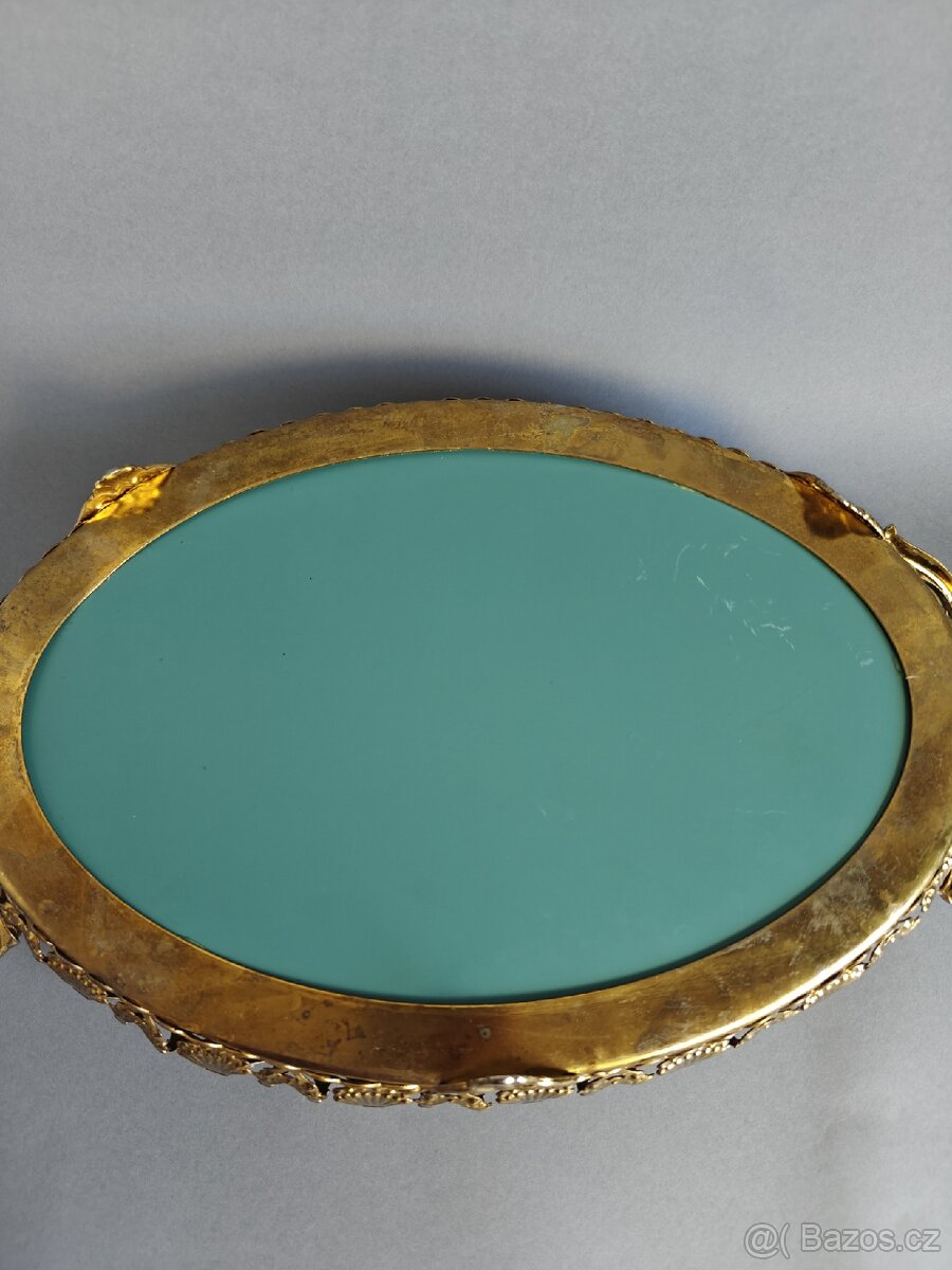 Zrcadlový podnos v kovovém rámu. - 7