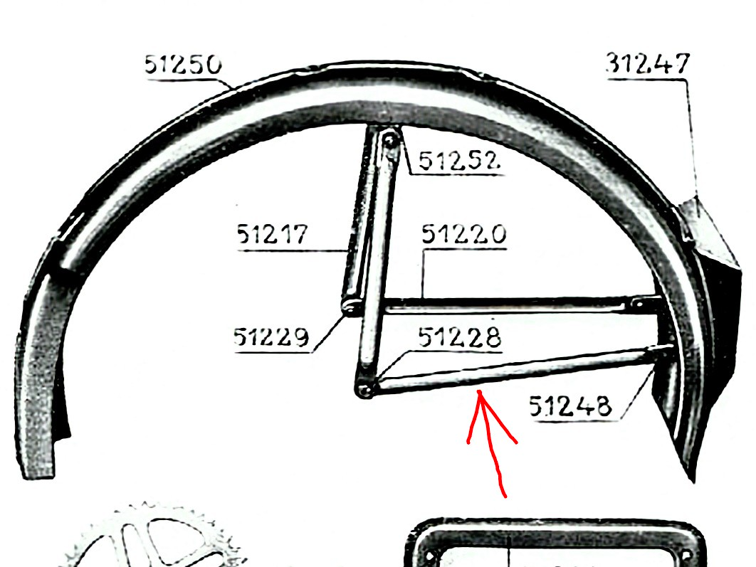 Čz 175, Čz 250 - dolní vzpěra zadního blatníku - 7