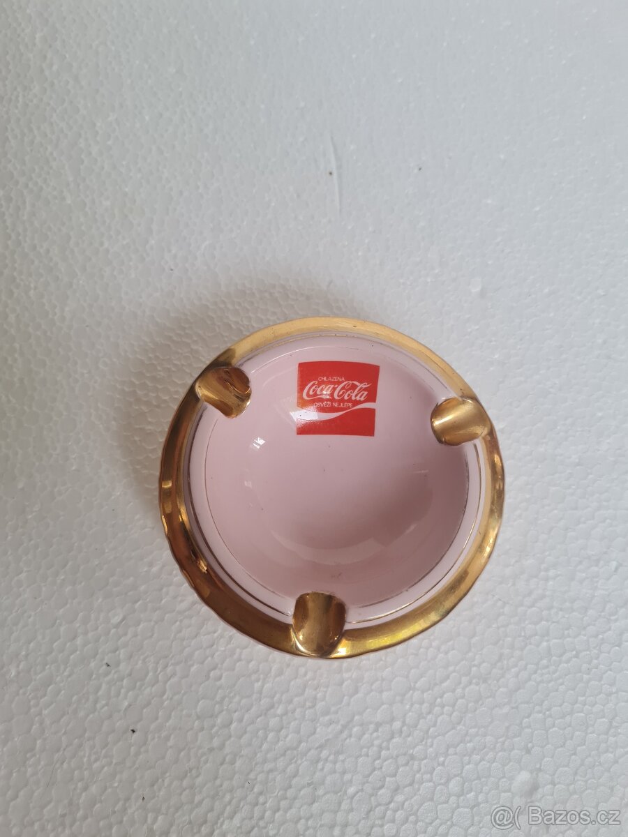 Popelník růžový porcelán, reklama Coca-Cola. - 7