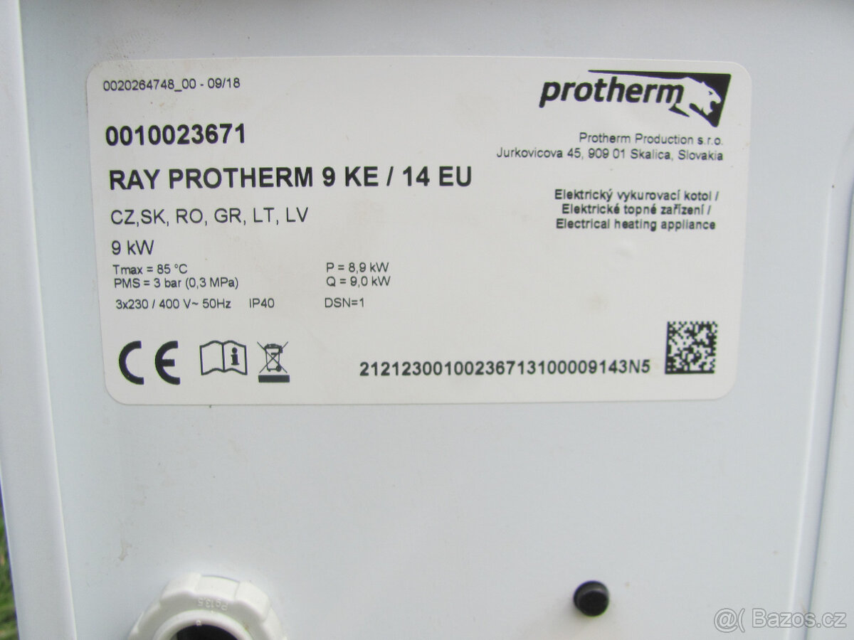 ELEKTROKOTEL PROTHERM RAY 9KE - 9KW - 7