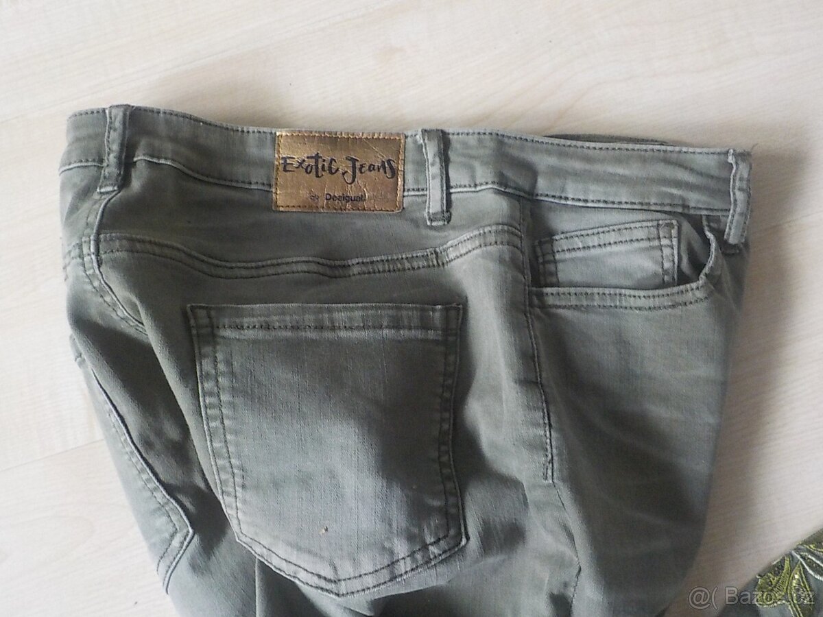 Desigual tmavě zelene džiny vel 38 pas82+ elastan - 7