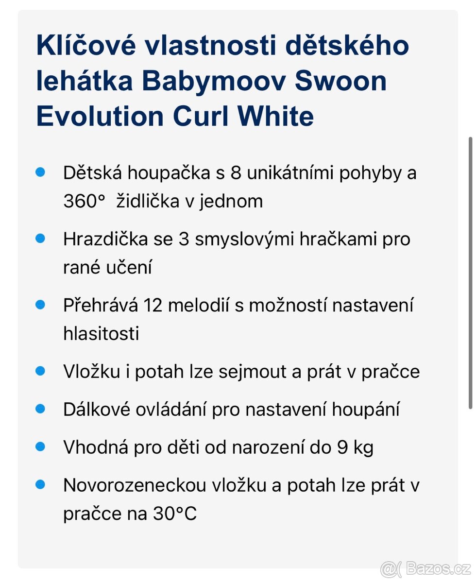 Dětské lehátko Babymoov Swoon Evolution Curl - 7