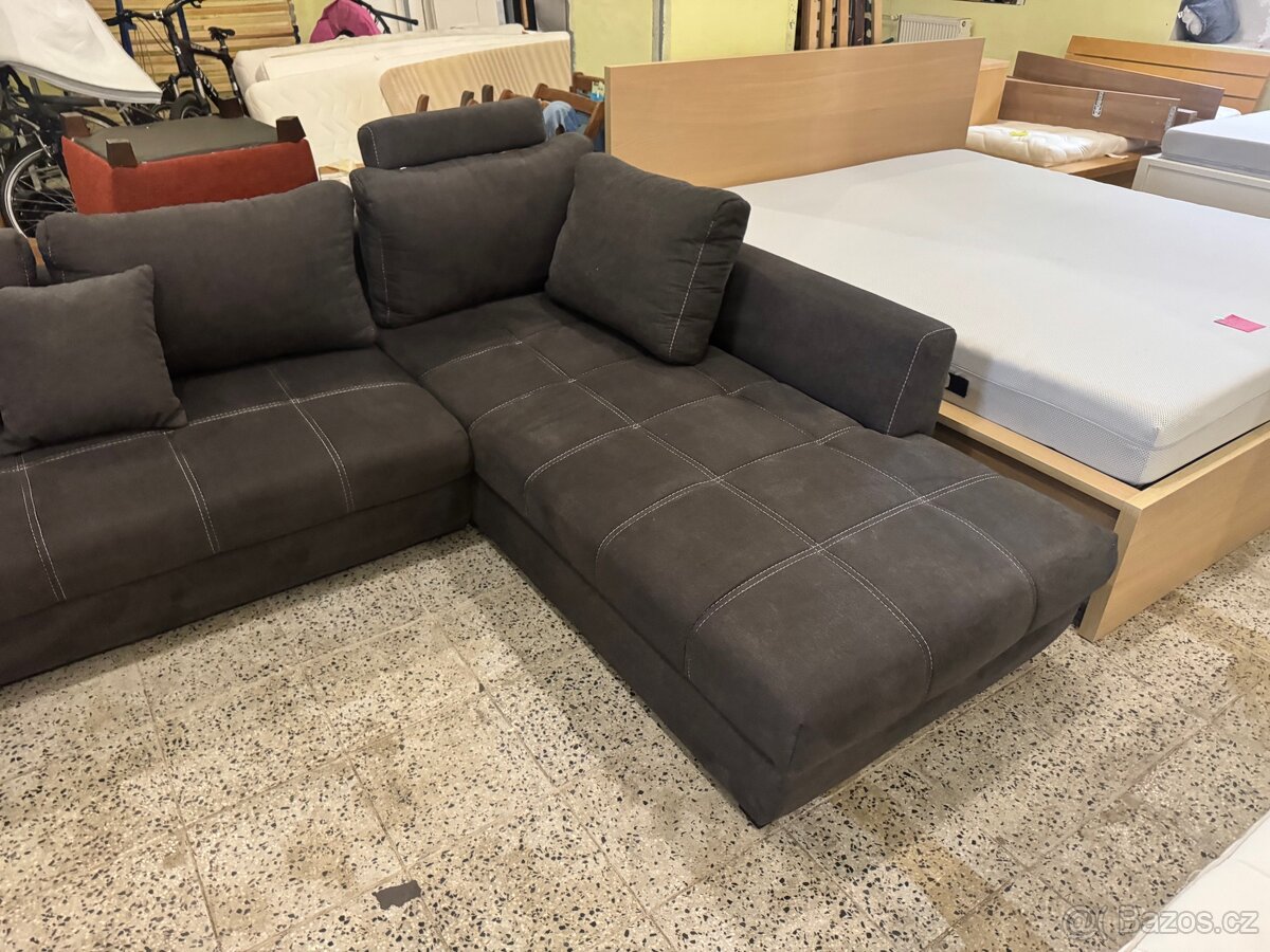 Kvalitní hnědá veliká sedací souprava ROZKLÁDACÍ - 7