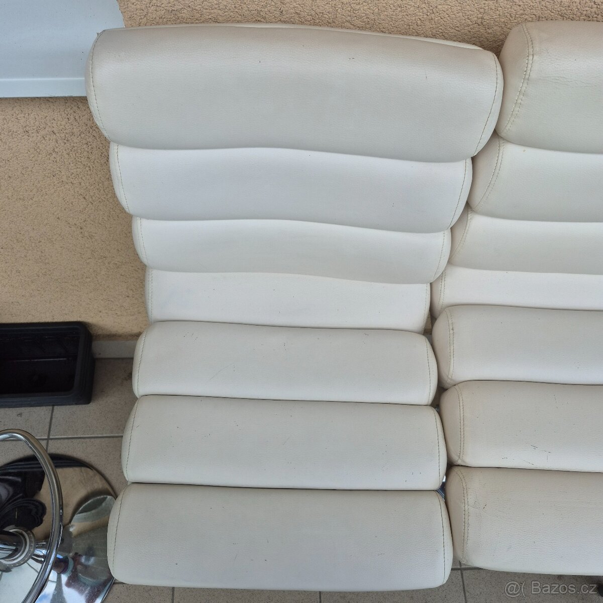 Bílé kožené barové židle barovky - 7