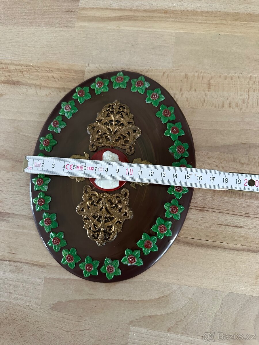 Starožitná kamej plastika/obraz porcelán - 7