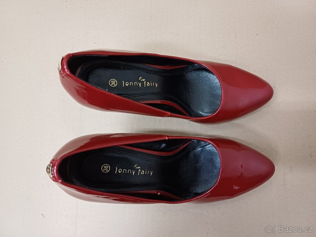 Lakované vínové lodičky vel.38 - 7