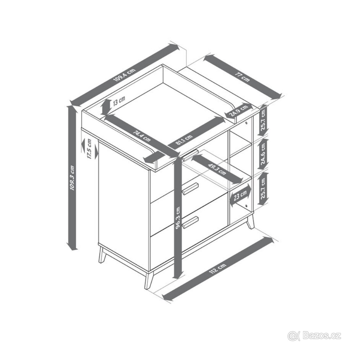 Šuplíková komoda / přebalovací pult - 7