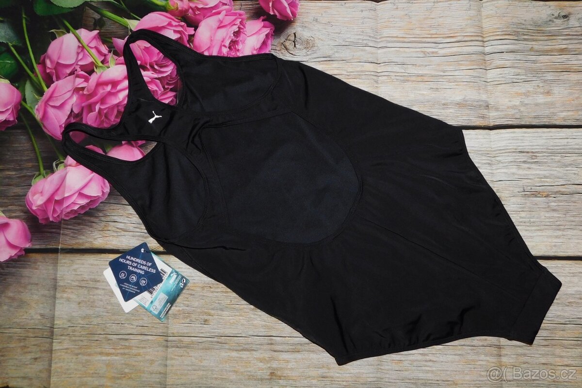 Dámské jednodílné černé sportovní plavky Puma - 7