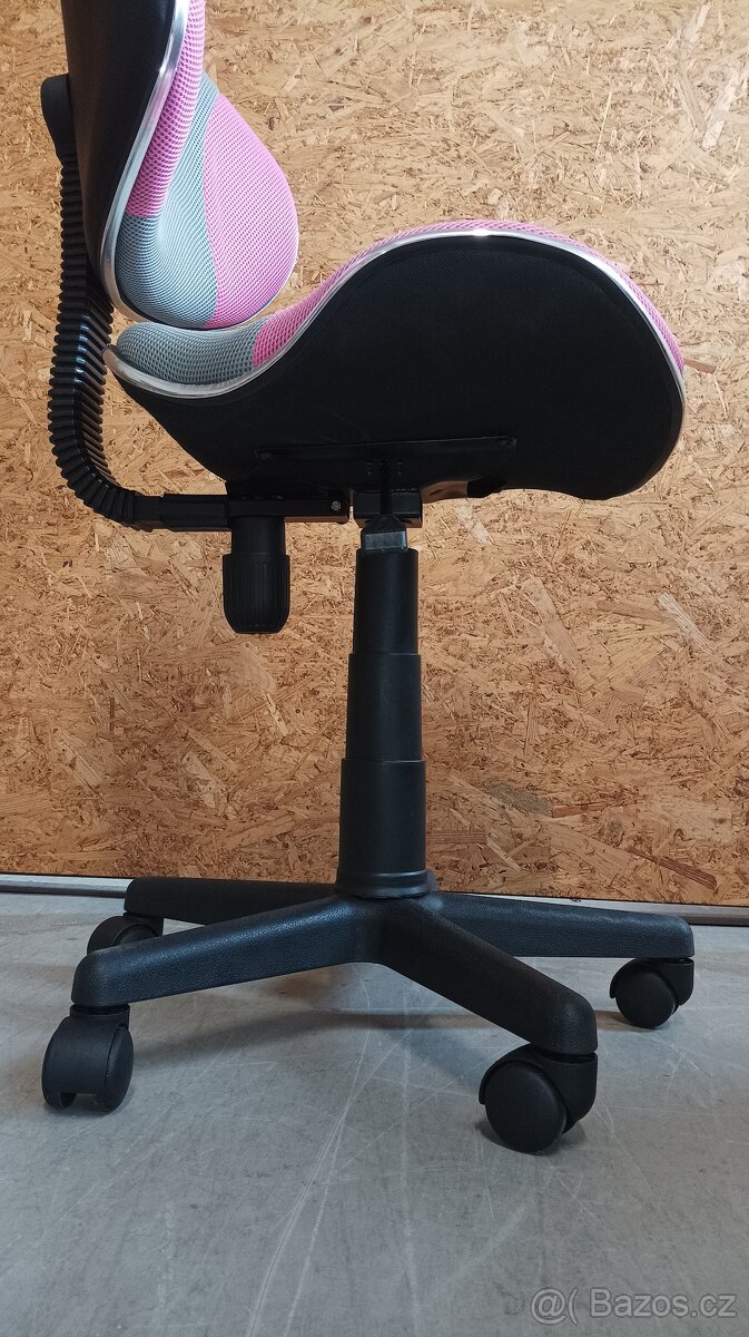 Dětská otočná židle FLASH šedá/růžová - 7