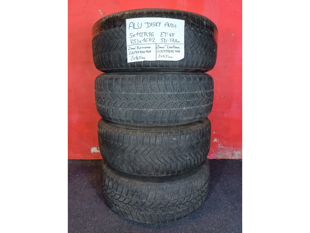 ALU disky AUDI 5x112 R16 7,5Jx16H2 ET 45 se zimními pneu 205 - 7