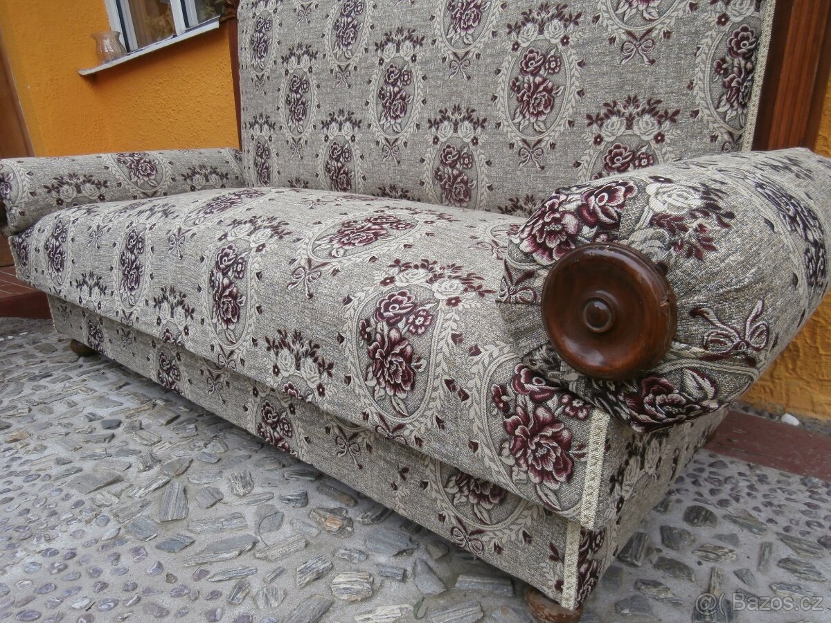 Starožitna sedačka,pohovka + 2křesla - 7