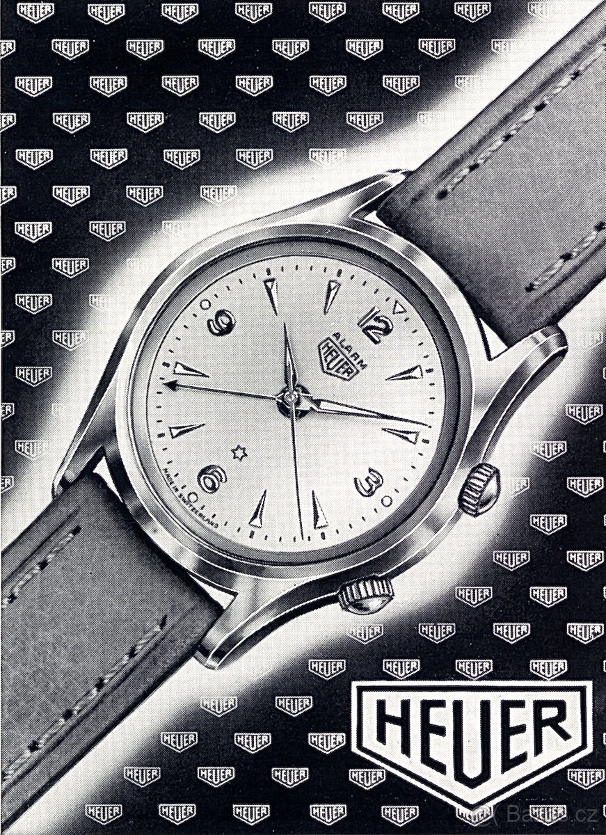 Vzácné švýcarské starožitné pozlacené hodinky HEUER alarm - 7