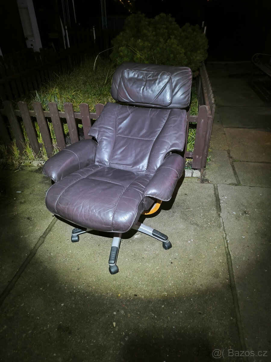 Kožené kancelářské polohovací křeslo - 7