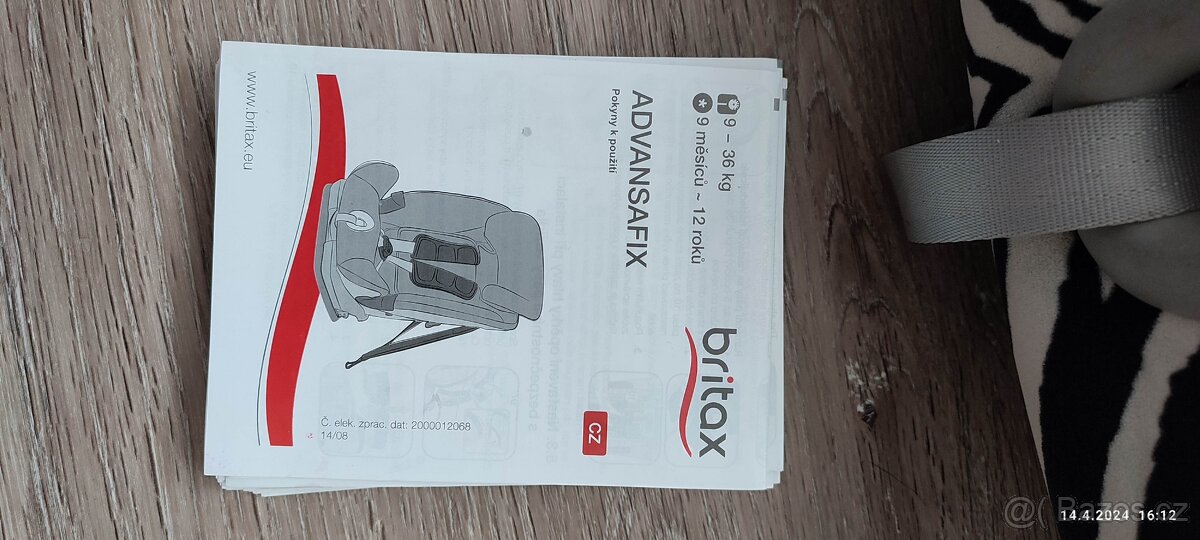 Prodám autosedačku Britax Römer ADVANSAFIX, Zebra - 7