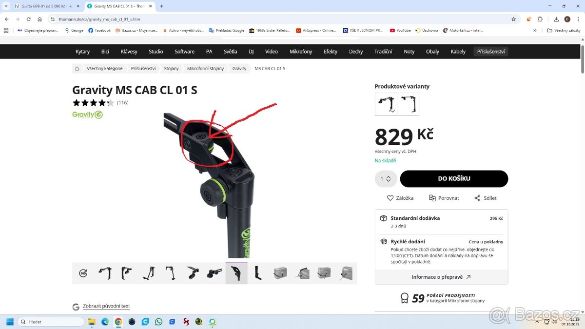 Držák mikrofonu Gravity MS CAB CL 01 - 7