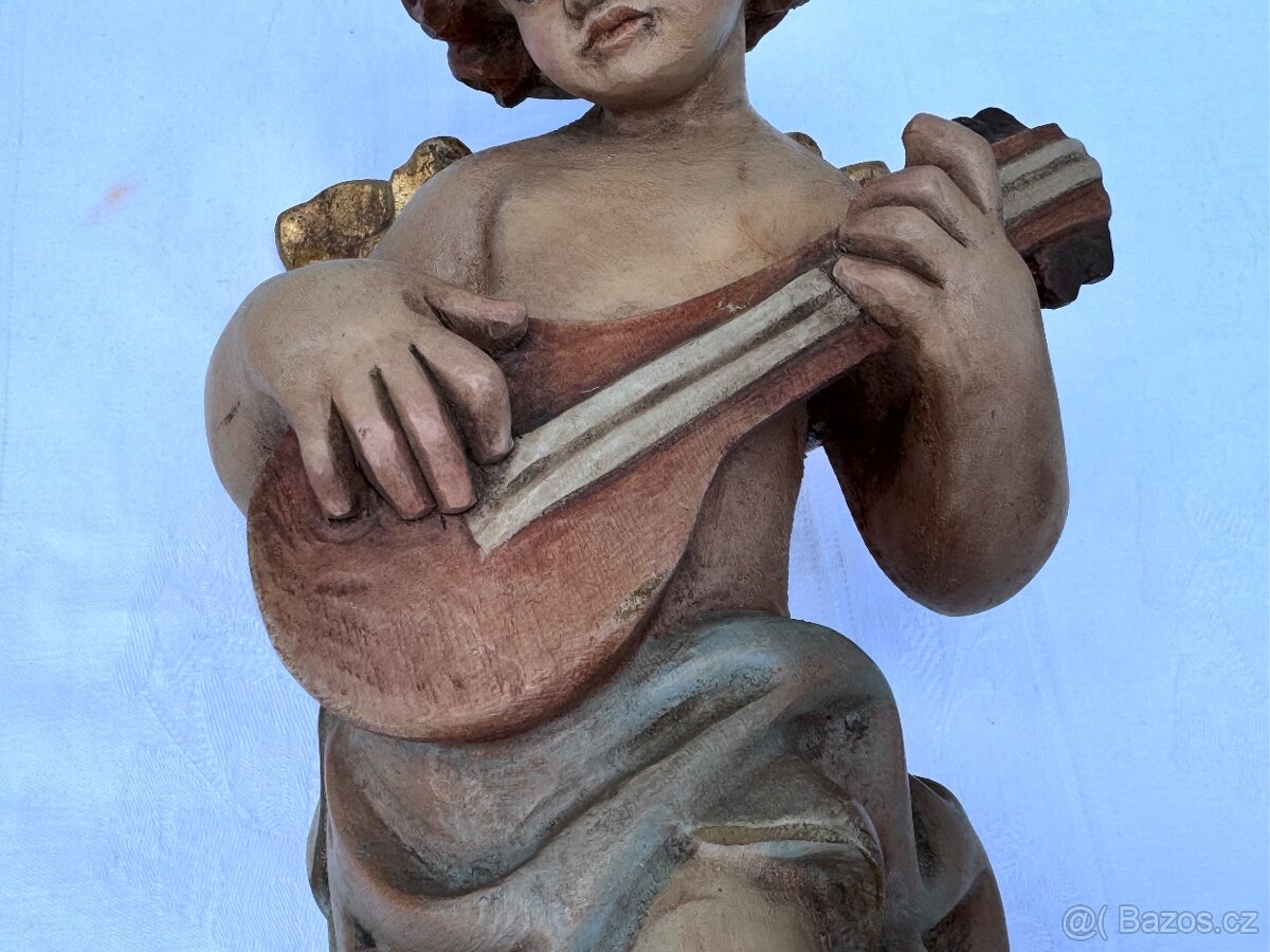 Velké malované sochy Anděl a Andělka dřevo 31,5cm - 7