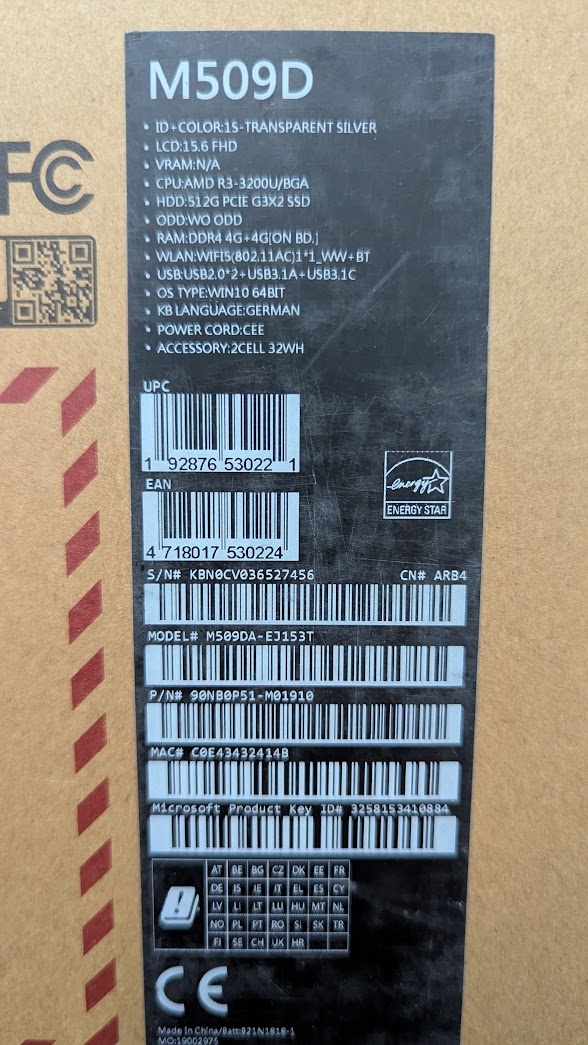 Nový notebook Asus M509D 15.6" FHD AMD R3 8GB 256GB SSD W11 - 7