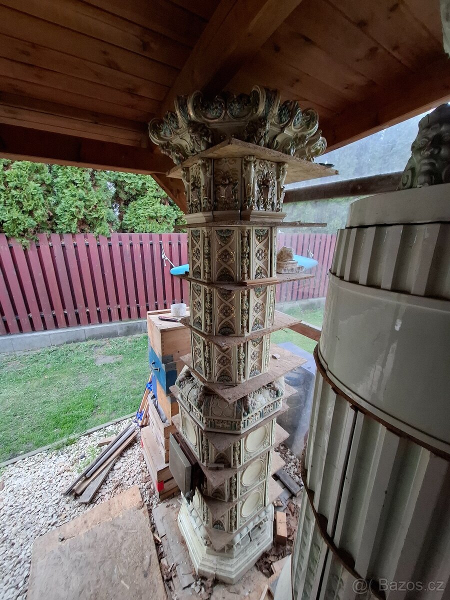 Kachlová kamna, starozitná - 7