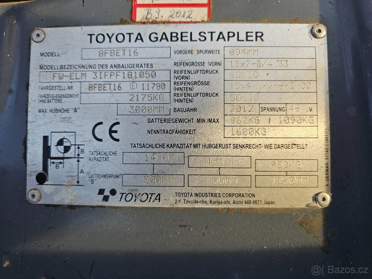 Manipulační vozík VZV Toyota 1.5t Aku - 7