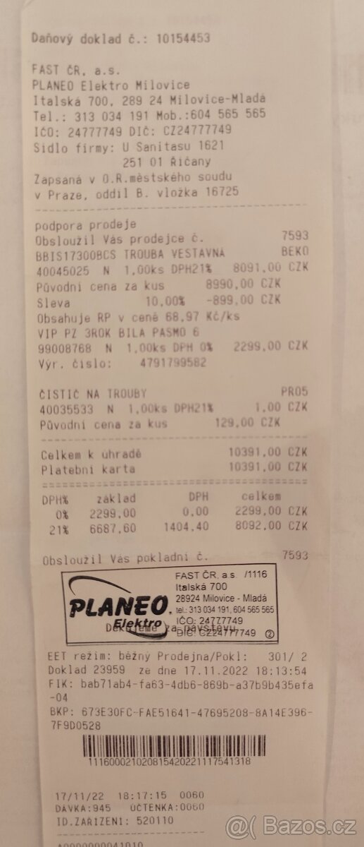 Horkovzdušná trouba BEKO - 7