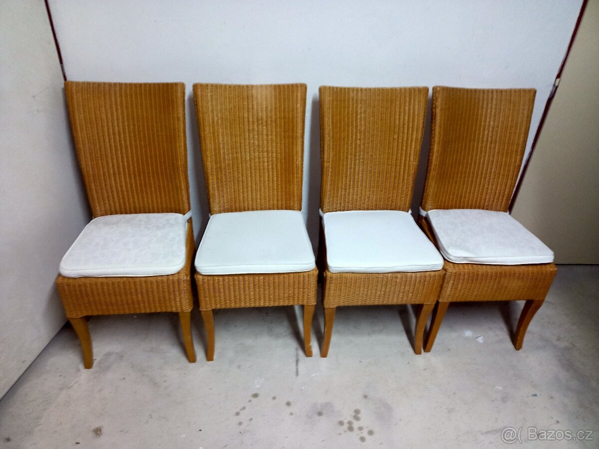 Prodám 4 x krásné vysoké ratanové židle s podsedáky - 7