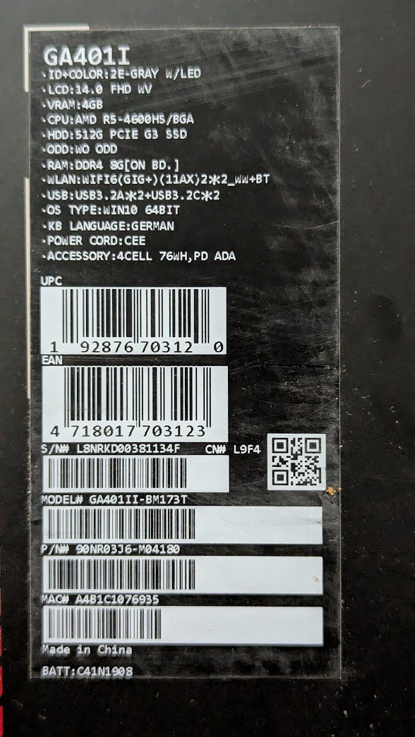 ASUS ROG Zephyrus G14 GA401II 14" R5 16GB 512GB GTX 1650Ti - 7