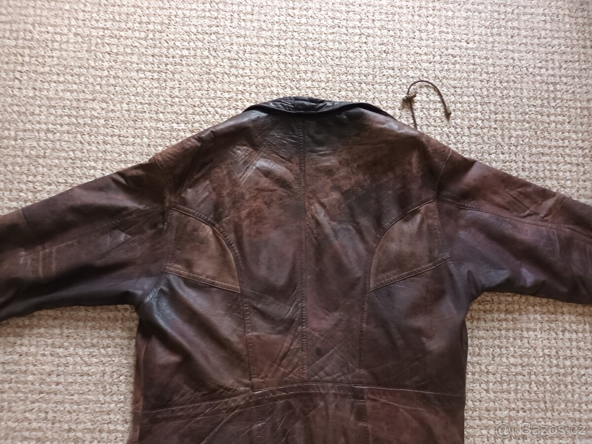Pánská kožená bunda vel.52 (xxl), jemná kůže, nošená - 7