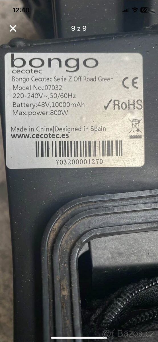 Elektro koloběžka Bongo cecotec 800w - 7