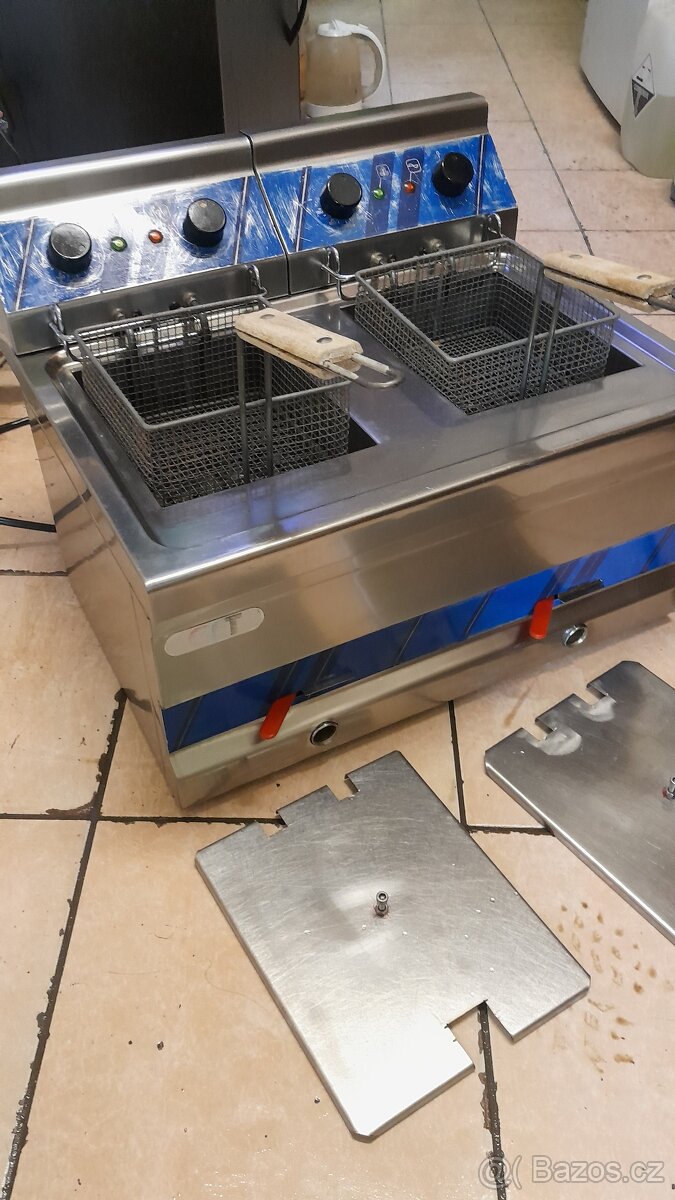 Elektrická fritéza GLT na 2x 8 l oleje (2x 230V, 2x 3 kw - 7