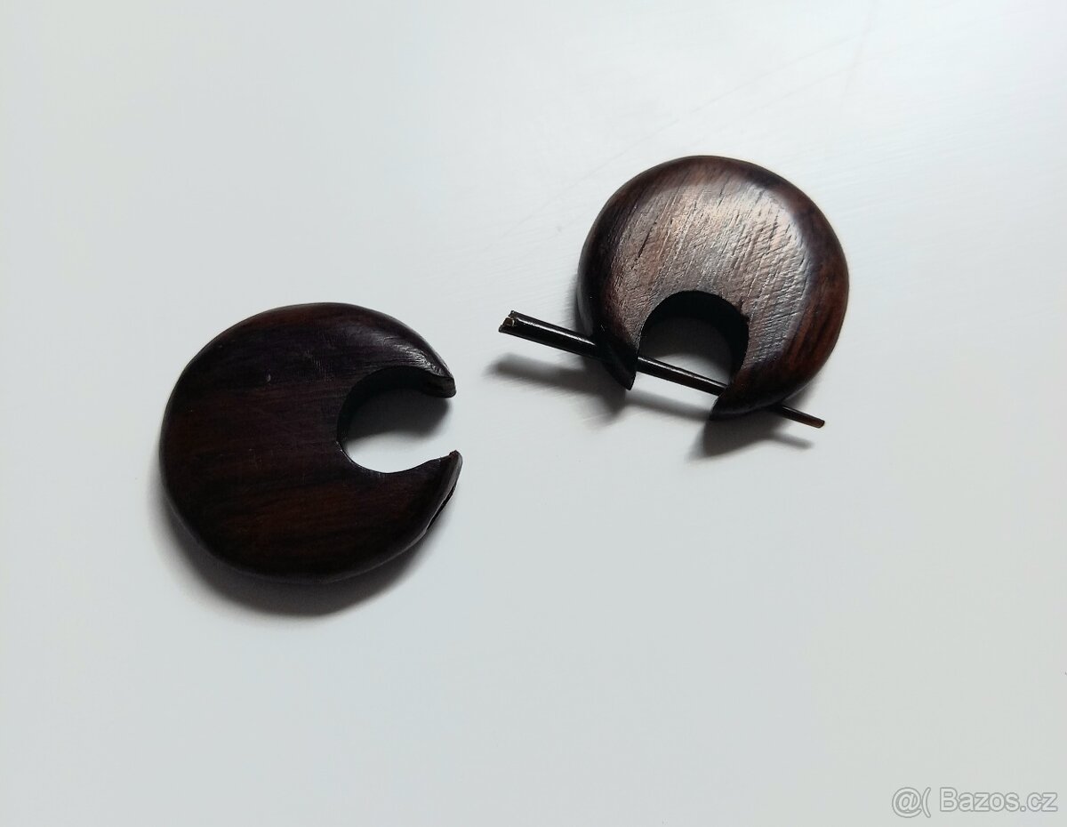 Dřevěné boho náušnice, ruční výroba - 7