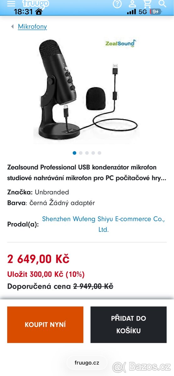 Profesionální Studiový USB Mikrofon ZealSound - 7