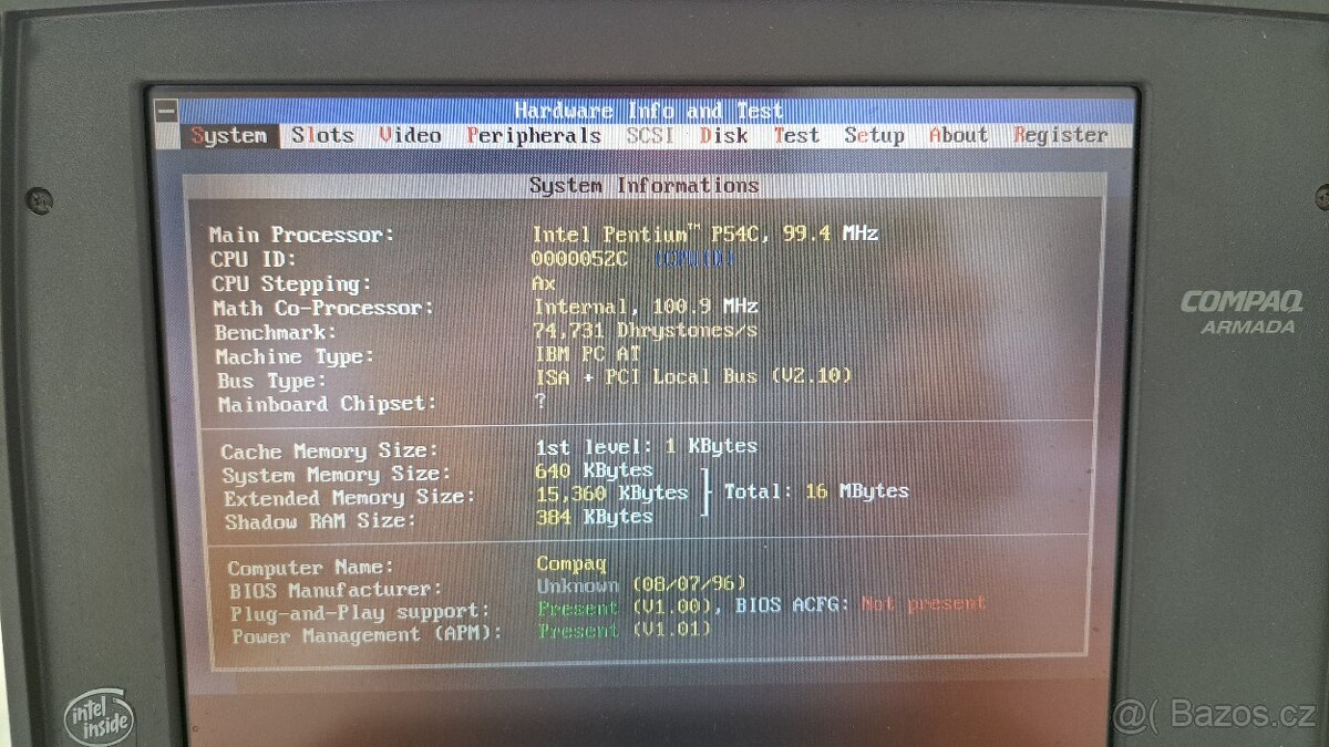 Historický notebook Compaq Armada 1120 - Pentium 100MHz - 7