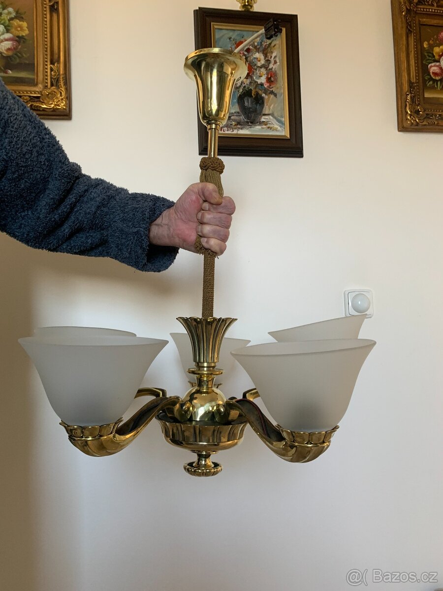 Těžký mosazný lustr - 7