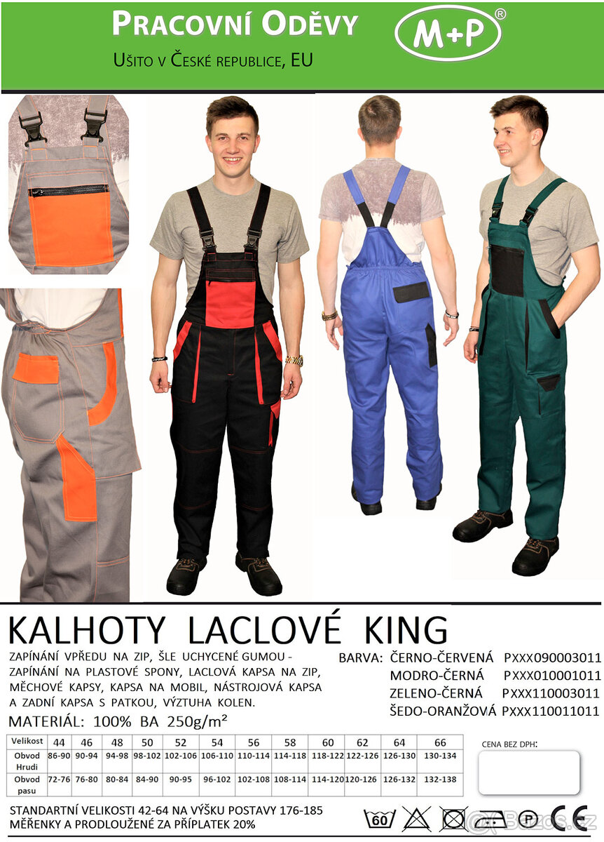 Pracovní kalhoty s laclem King zeleno-černé vel.52 - 7