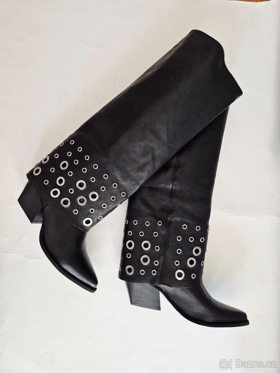 Nové dámské kožené vysoké kozačky, velikost 38 a vel 39 - 7