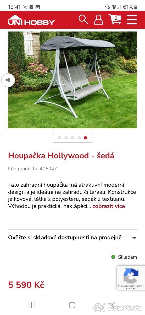 Zahradní houpačka - lavice Hollywood šedá - 7