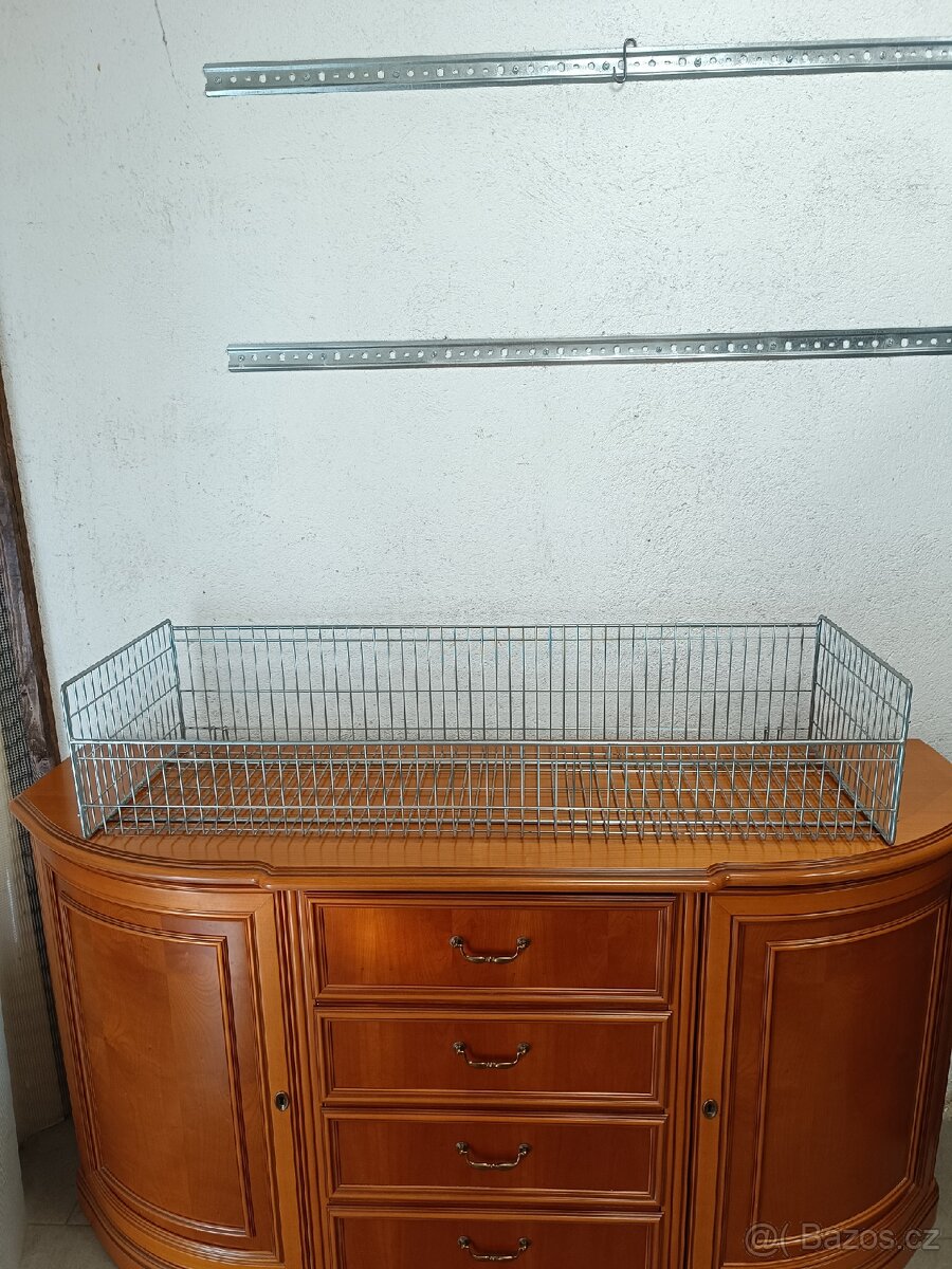 Regál,stojan na zeď, pozinkované drátěné koše - 7