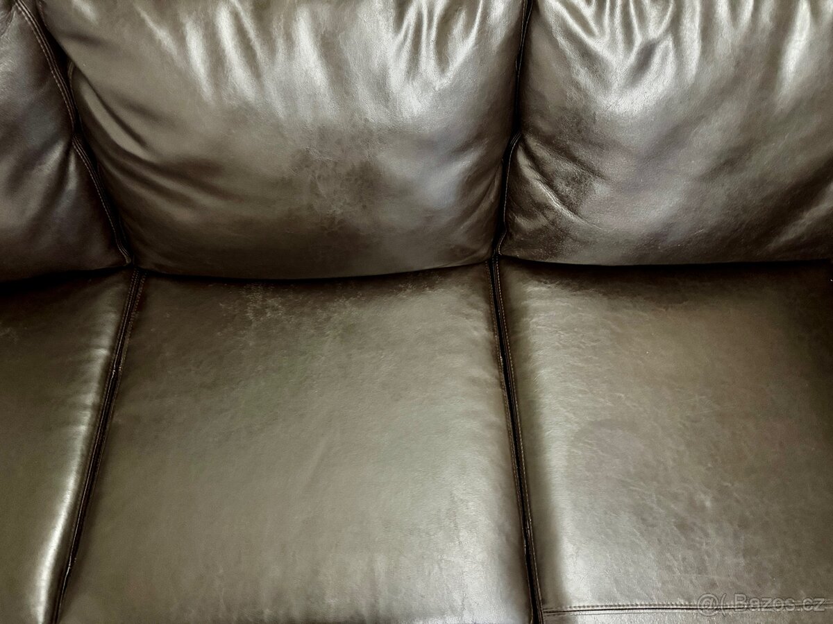 Kožená sedací souprava hnědá - 7