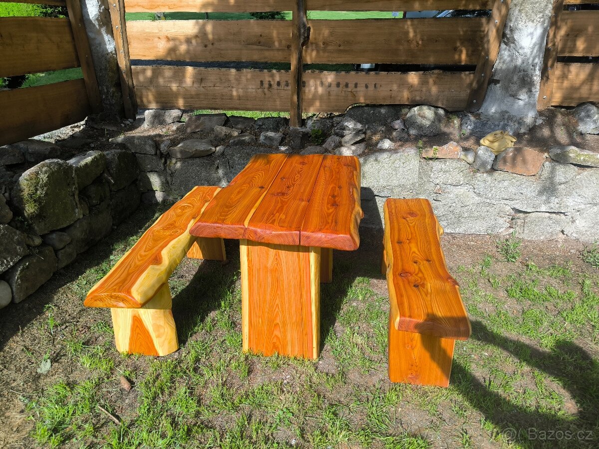 Zahradni set, stul a lavice modrin. - 7