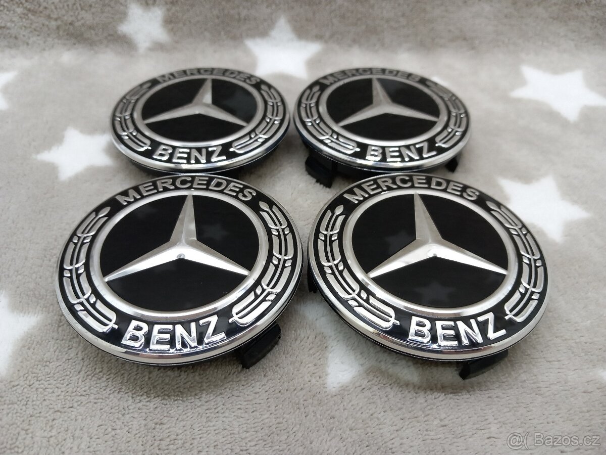 Středové krytky Mercedes 75mm, černé - 7