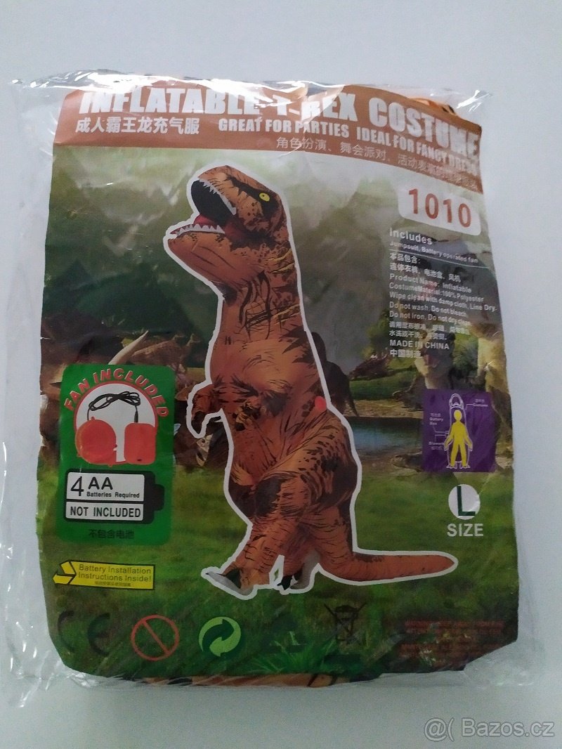 T-Rex nafukovací kostým pro dospělé,děti - 7