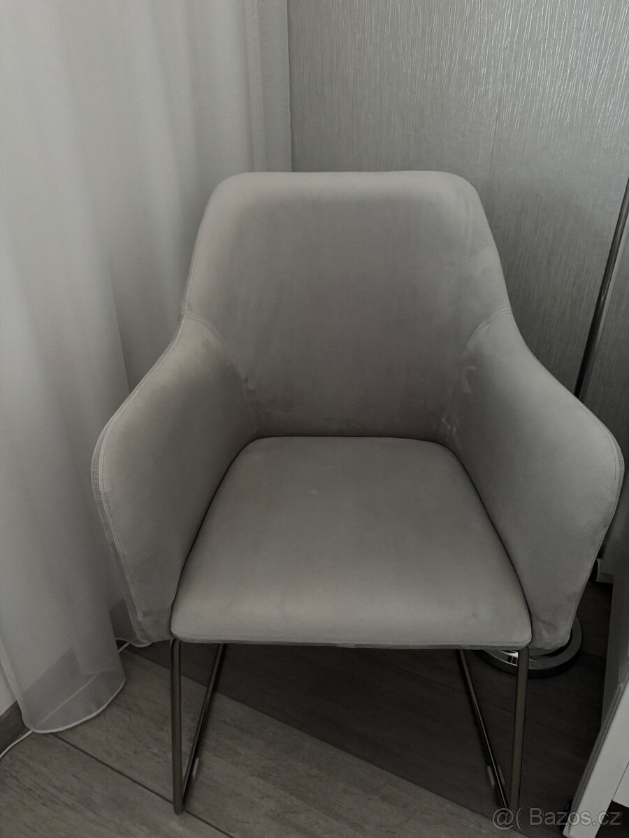 Sametová židle s podruckami - 7