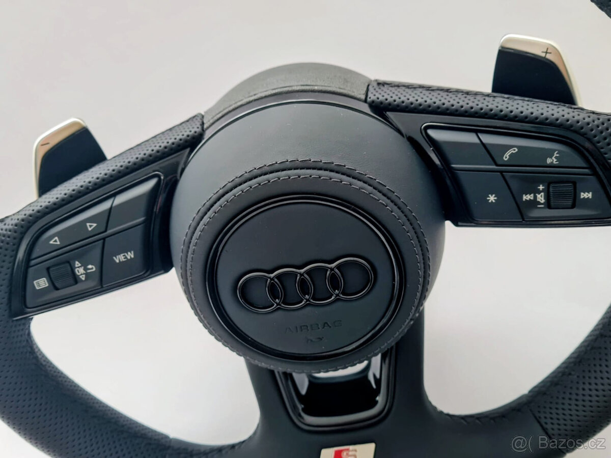 AUDI KOŽENÝ EXCLUSIVE VOLANT + AIRBAG + F1 PADLA CIERNA NITK - 7