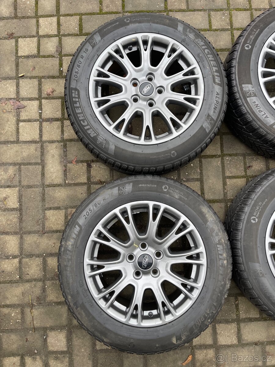 ORIGINÁL Alu Ford R16, 5x108 - TOP STAV, ZIMNÍ PNEU - 7