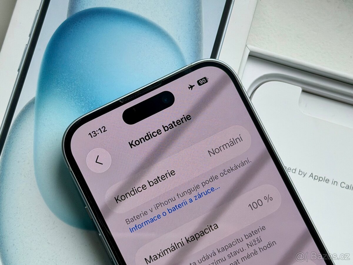 iPhone 15 Blue BATERIE 100% TOP - 7