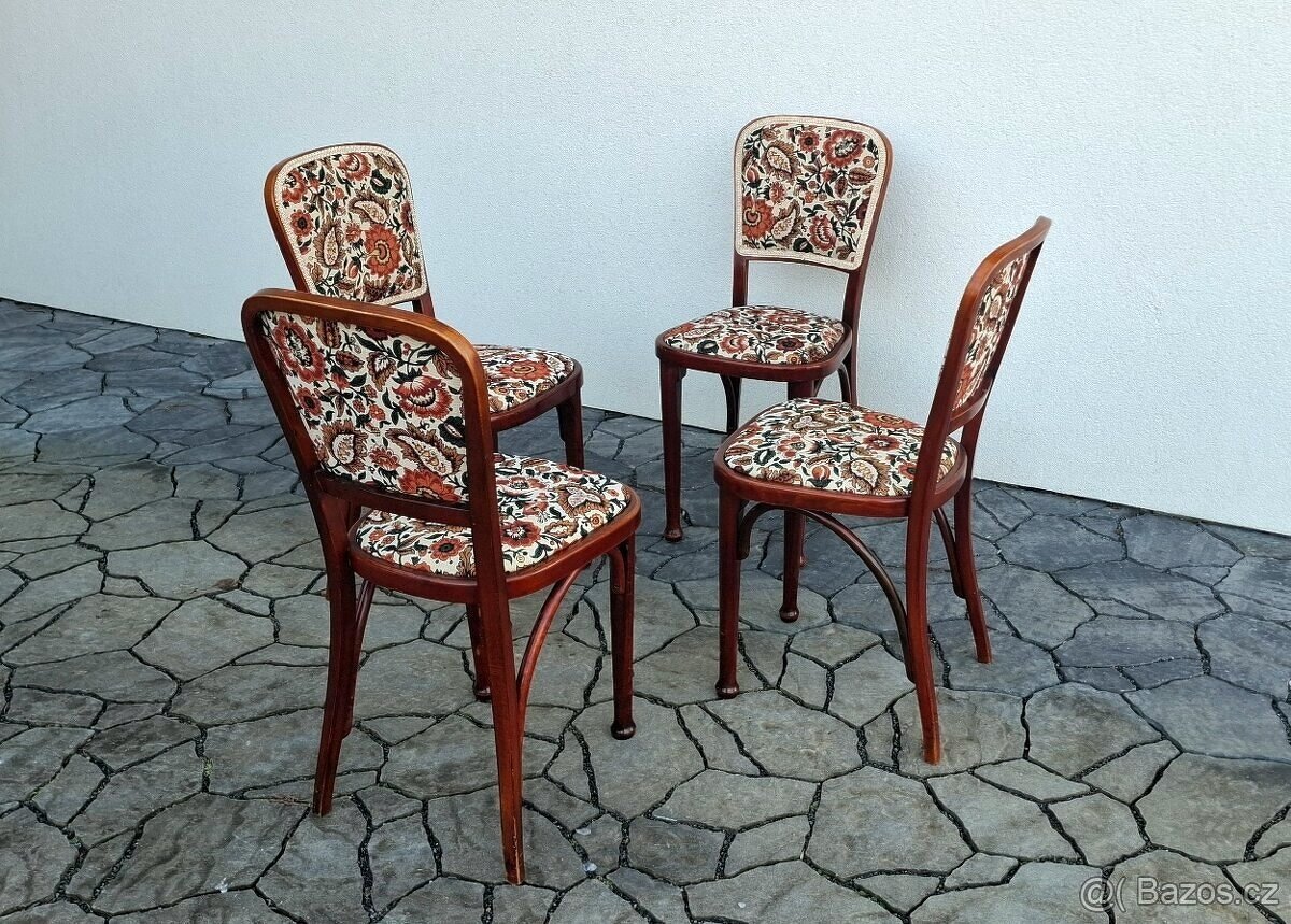 Secesní jídelní židle THONET + taburet - 7