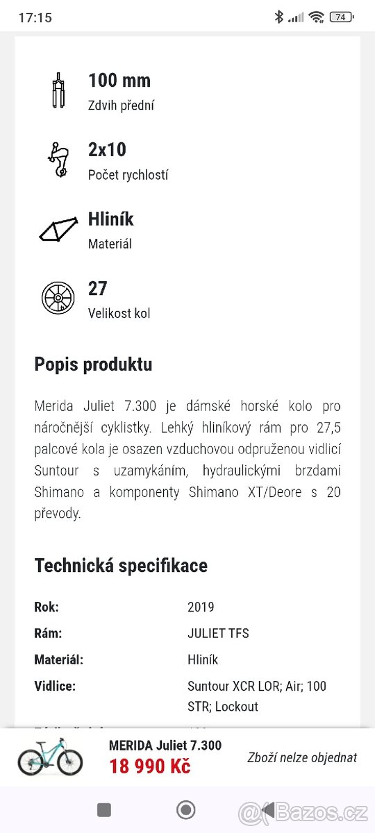 Prodej dámského kola Merida Juliet 7.300 - 7