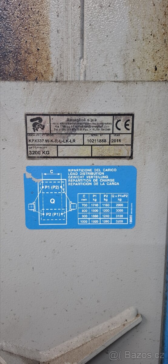 Elektromechanický BEZpřejezdový hever RAVAGLIOLI 3,2 T - 7