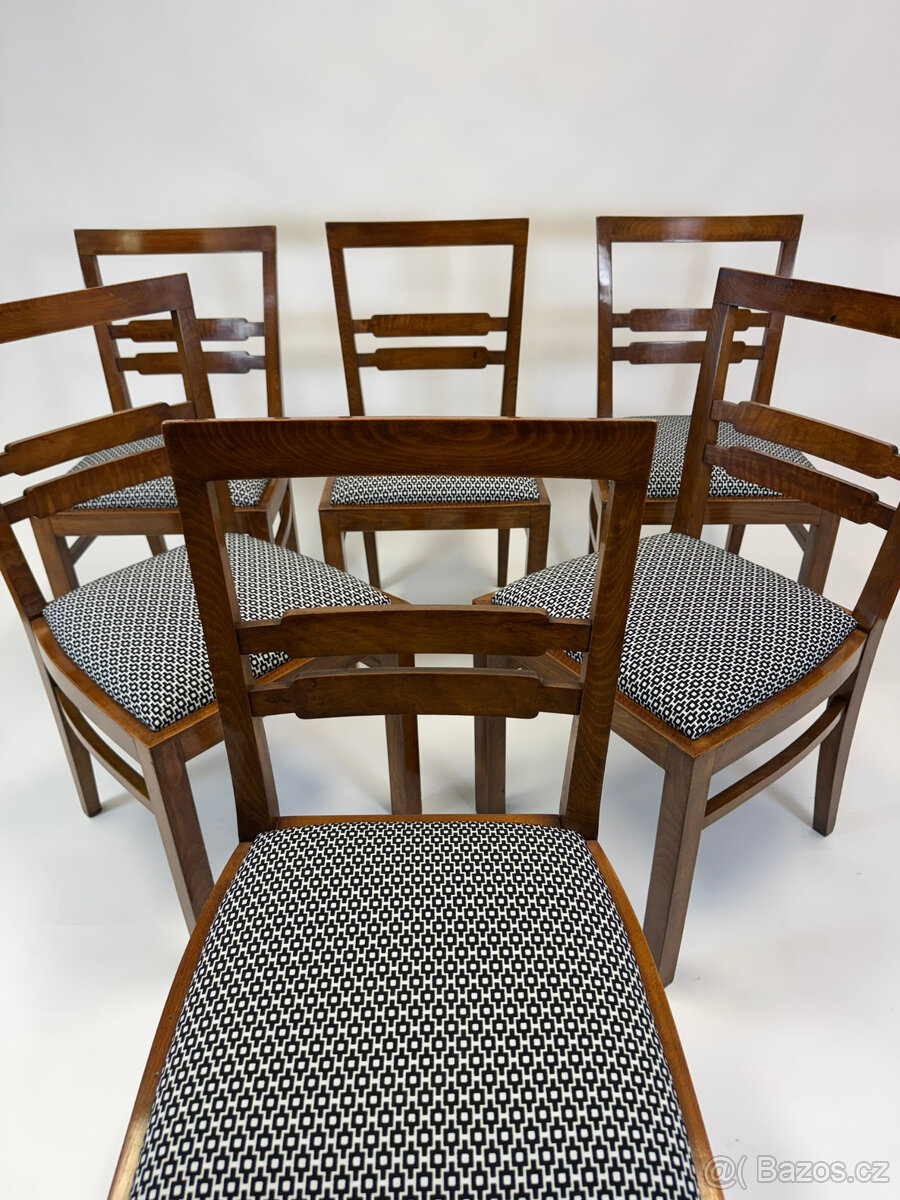Nádherné prvorepublikové židle po renovaci 6 kusů - 7